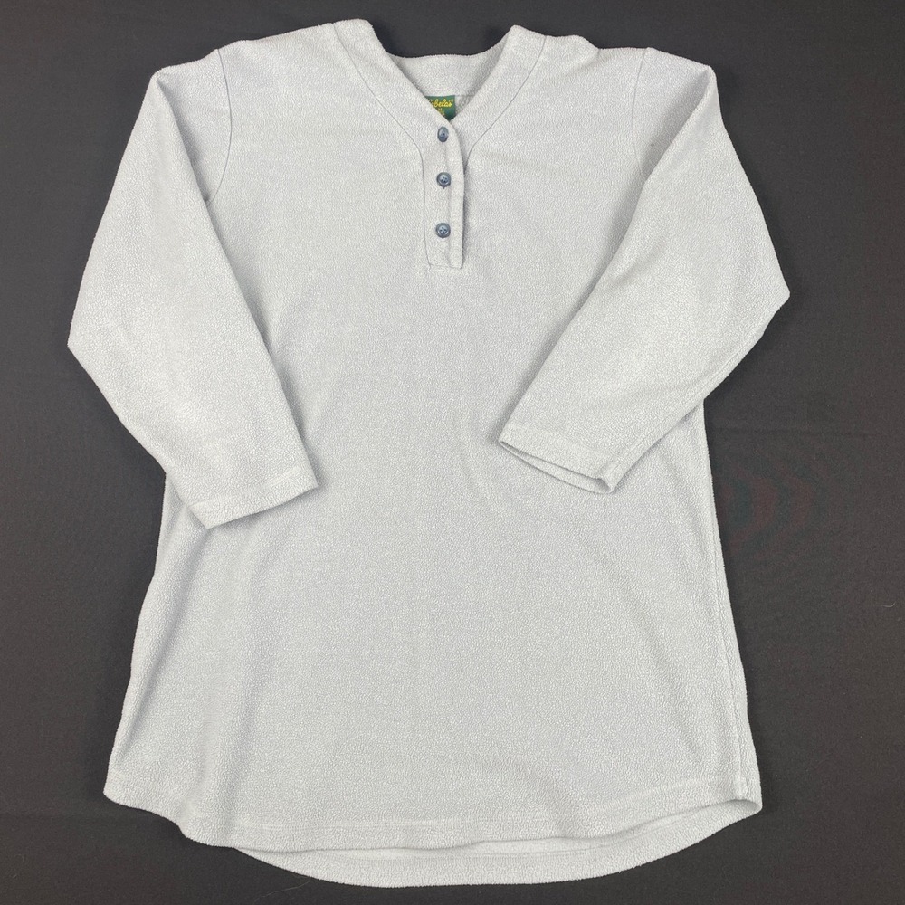 Cabelas Womens Gray Fleece Henley Long Sleeve Pullover Top Size M Made in USA